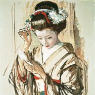 小磯良平《化粧する舞妓》1958年、油彩、大野ギャラリー