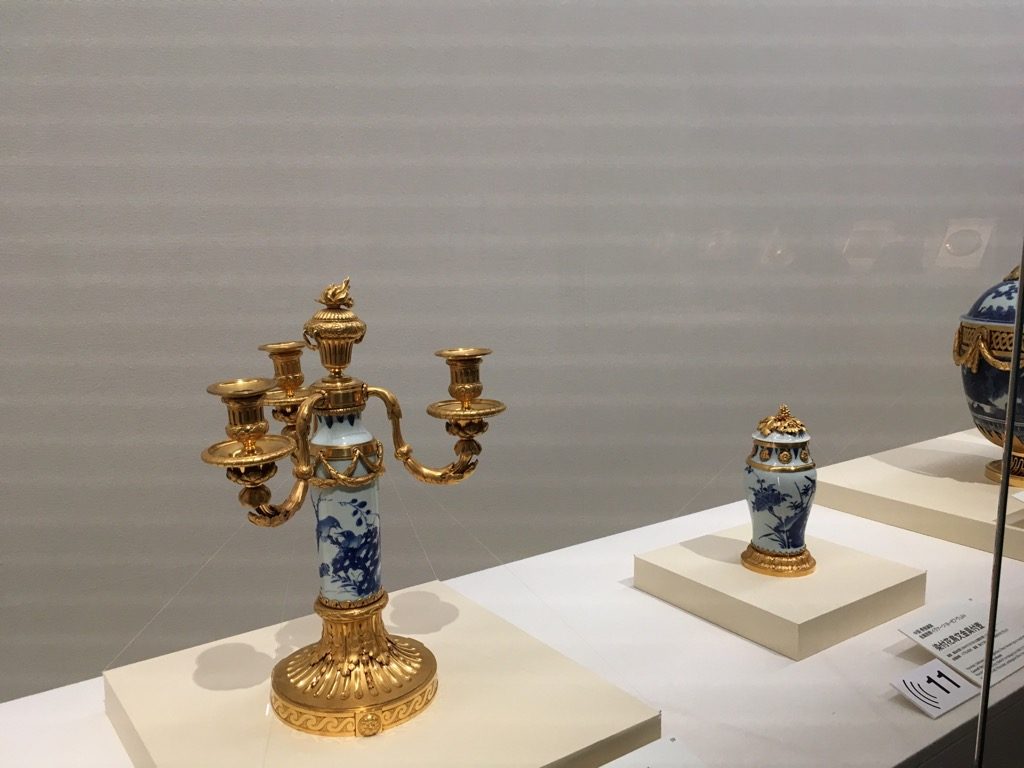 中国・景徳鎮窯　金属装飾：イグナーツ・ヨーゼフ・ヴュルト《染付花文金具付燭台》