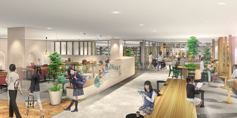 喫茶マドラグ須磨店は「神戸市立名谷図書館」に併設される（イメージ） （写真提供：大丸須磨店）