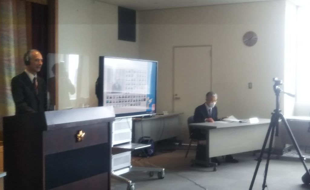 兵庫県警で大規模な本格的なウェブ会議は初めて（神戸市中央区・兵庫県警本部）
