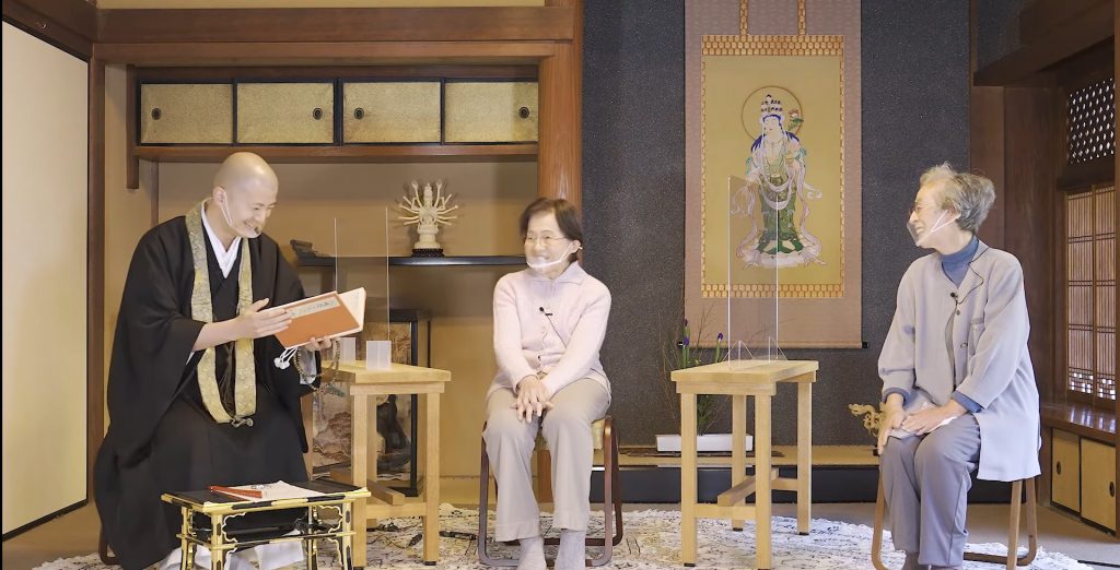 YouTube配信「須磨琴 一絃に心をこめて・文化編」(左から)一絃須磨琴保存会・小池陽人副会長、小池美代子最高師範 、頼廣美子師範