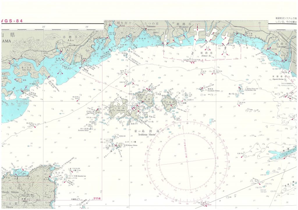 姫路海上保安部が管轄する海域　海図中央が家島諸島＜※画像提供・姫路海上保安部＞