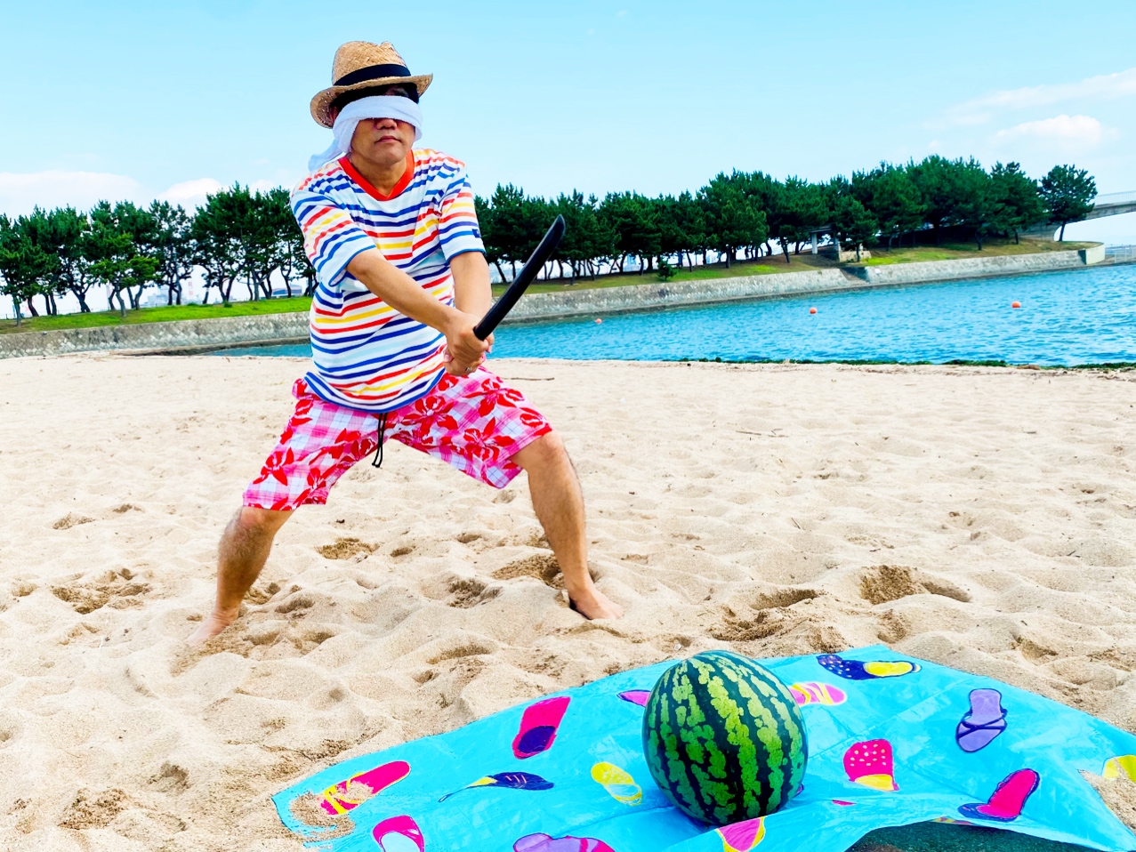 【オーダー用】夏ビーチ③ ペンギンさんのスイカ割りと砂遊び カッティングダイ オーダー用】夏ビーチ③ ペンギンさんのスイカ割りと砂遊び