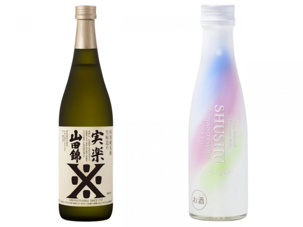 沢の鶴・伊勢さんオススメの純米酒　左：「特別純米酒　実楽　山田錦」　右：「SHUSHU Light」（提供：沢の鶴）