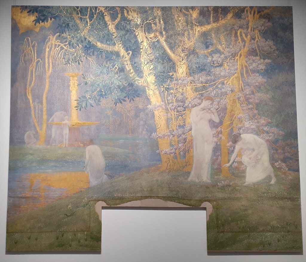 コンスタン・モンタルド　《寓意的な情景》　油彩、陶砂、金・布　1907～1908年