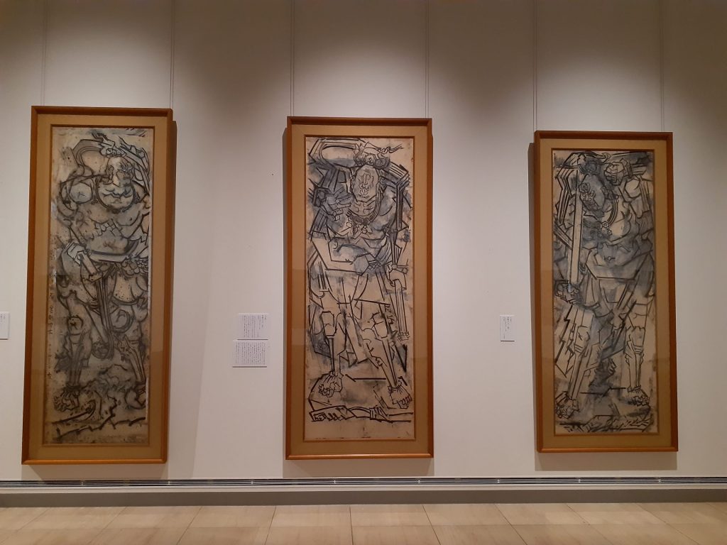 山下摩起（左から）「金剛力士『1』」「金剛力士『2』」　「金剛力士『3』」　1959年　紙本墨画　神戸市立博物館蔵