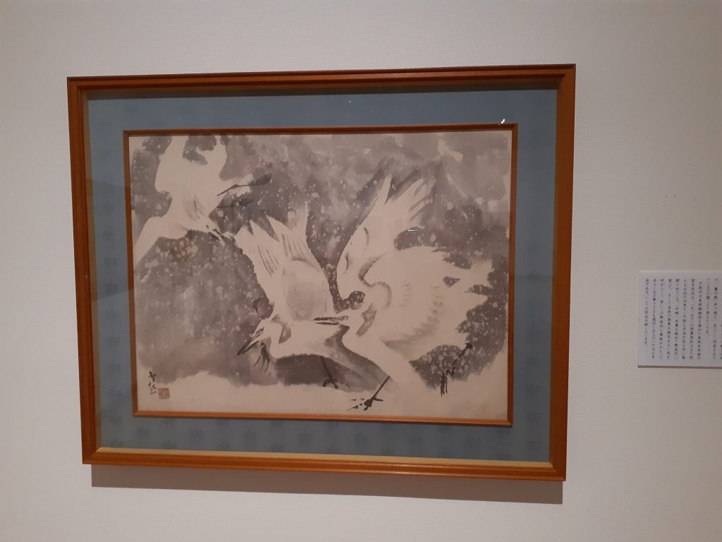 山下摩起「鷺」　1961年　紙本墨画　神戸市立博物館蔵