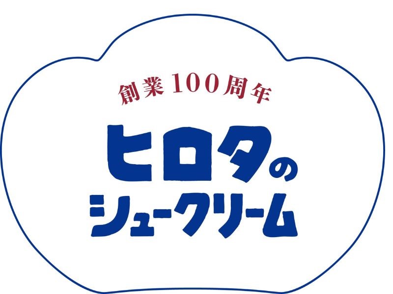 シュークリームを模した100周年記念ロゴ