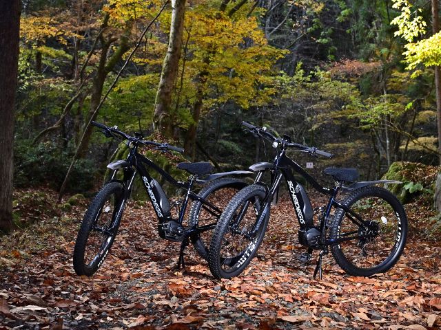 電動アシスト付きマウンテンバイク「E-BIKE（イー・バイク）」をレンタルすれば、宍粟の山も丘も森の中もスイスイ（画像提供：宍粟市）