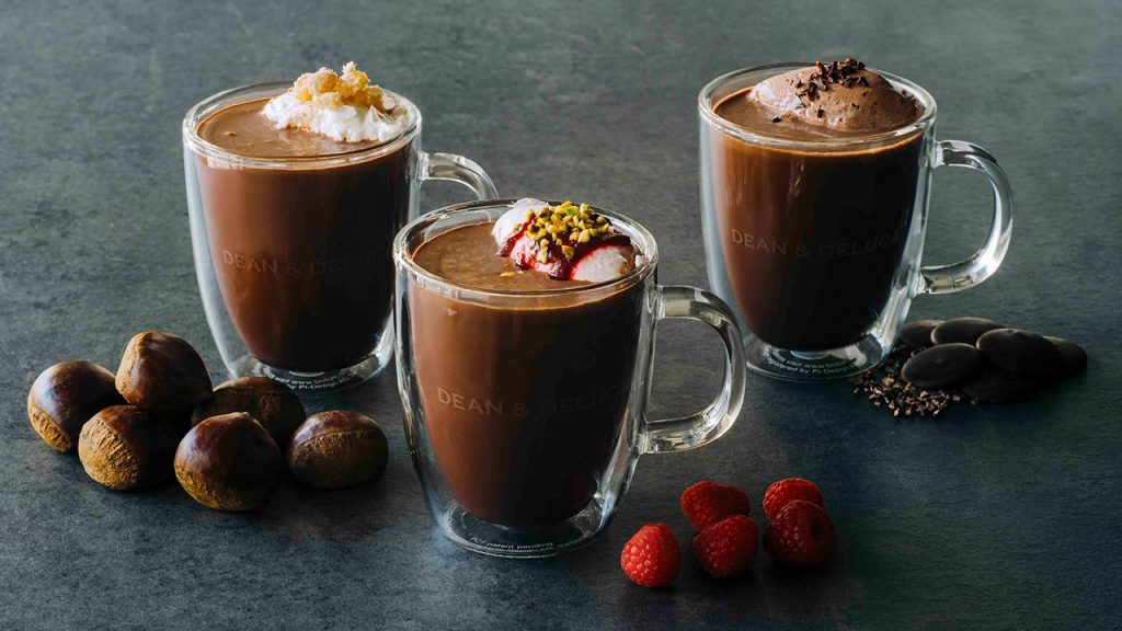 ホットチョコレート3種　（一番右が「ホットチョコレート ダブルチョコ」）