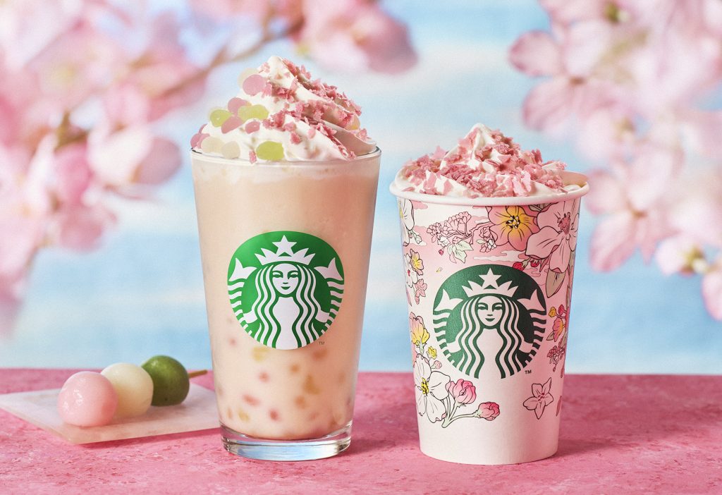 左から　『花見だんご フラペチーノ』『花見 さくら クリーム』（画像提供：スターバックスコーヒー）