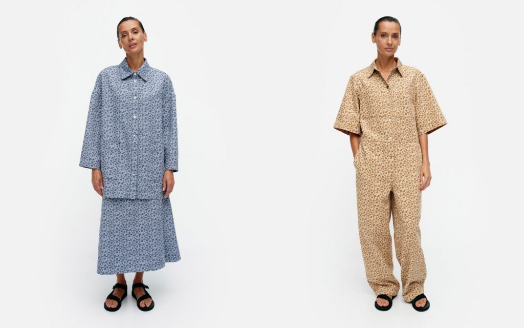 （左）Unikko ジャケット （6万6000円）、Unikko スカート（4万8400円）（右）Unikko オールインワン（6万6000円）