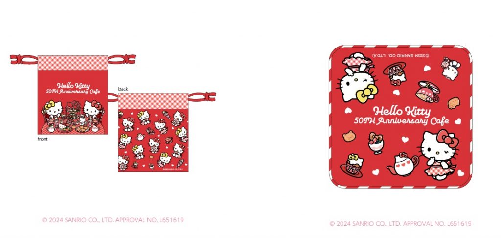 「巾着」（1540円）、「ミニタオル」（1540円）(C)2024 SANRIO CO., LTD. APPROVAL NO. L651619