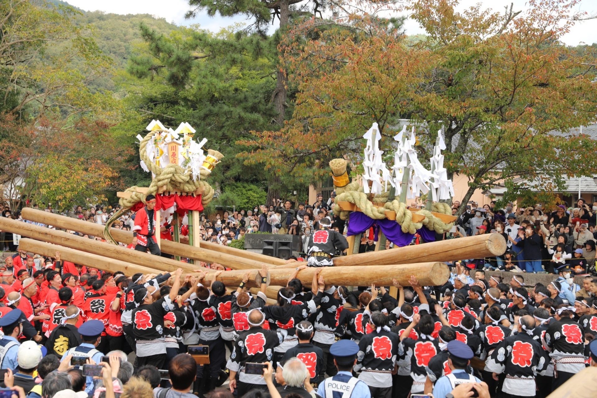 迫力満点！ 名物「出石喧嘩だんじり」最長17mのだんじりがぶつかり