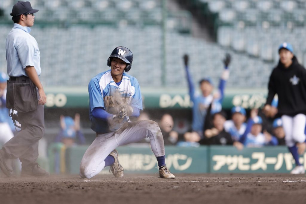 試合中の笑顔