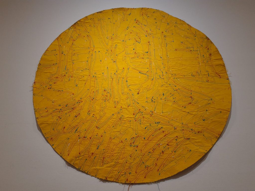 中川裕孝『風ケイ(堤外児童公園)』2024年 帆布