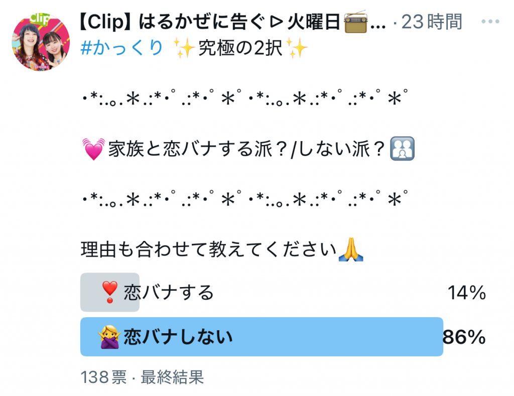アンケート結果（番組公式Xより）