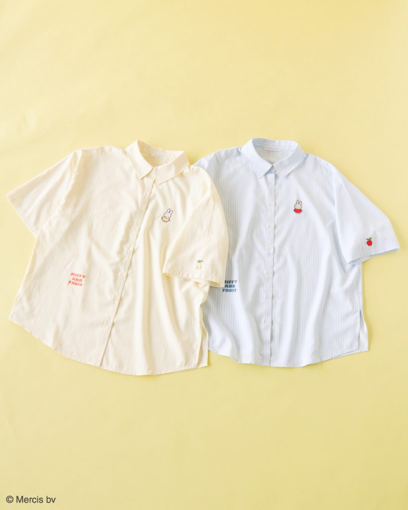 「miffy/刺しゅうプリントストライプシャツ」（カラー：Yellow/Sax　4990円）
