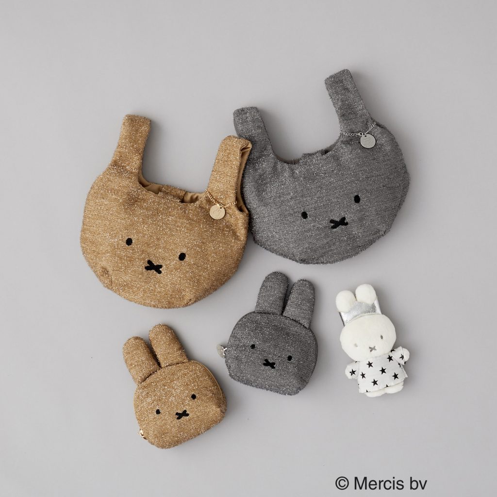 【WEB&一部店舗販売カラー】【miffy】「シェル型キラキラフェイスポーチ」(3479円)、【miffy】「キラキラマルシェバッグ」(4479円)、【miffy】「70THドールチャーム」(3979円)