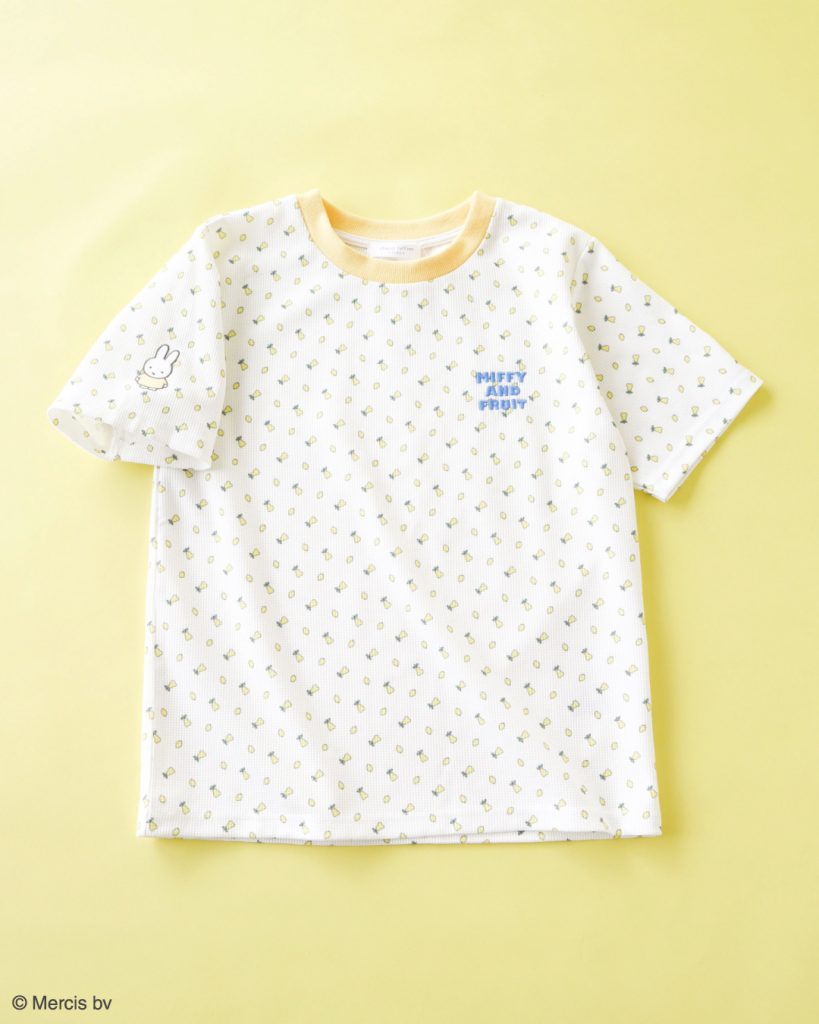 「miffy/フルーツプリントワッフルTシャツ」（カラー：Yellow　3990円）