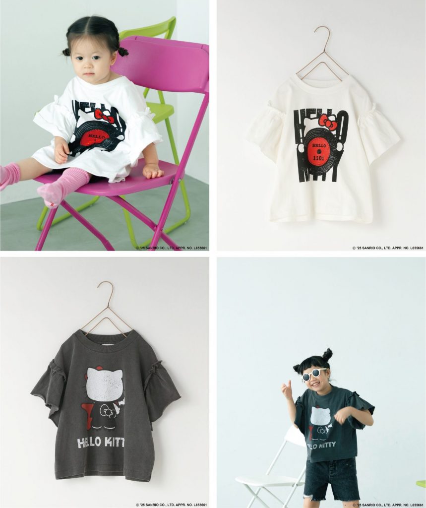 「KIDS/KITTYロックフリルT」（3490円　カラー：オフ、チャコールグレー　サイズ：110㎝、120㎝、130㎝、140㎝、150㎝）