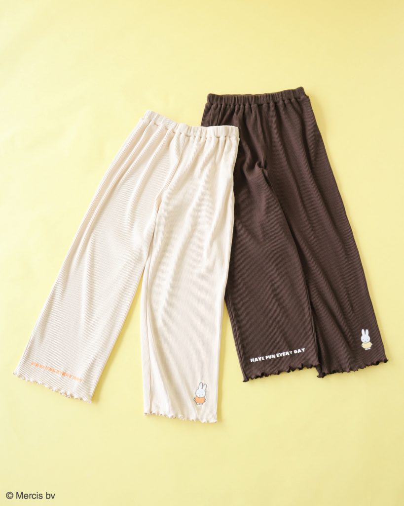 「miffy/ワンポイントカットリブパンツ」（カラー：Light Beige/Brown　4990円）
