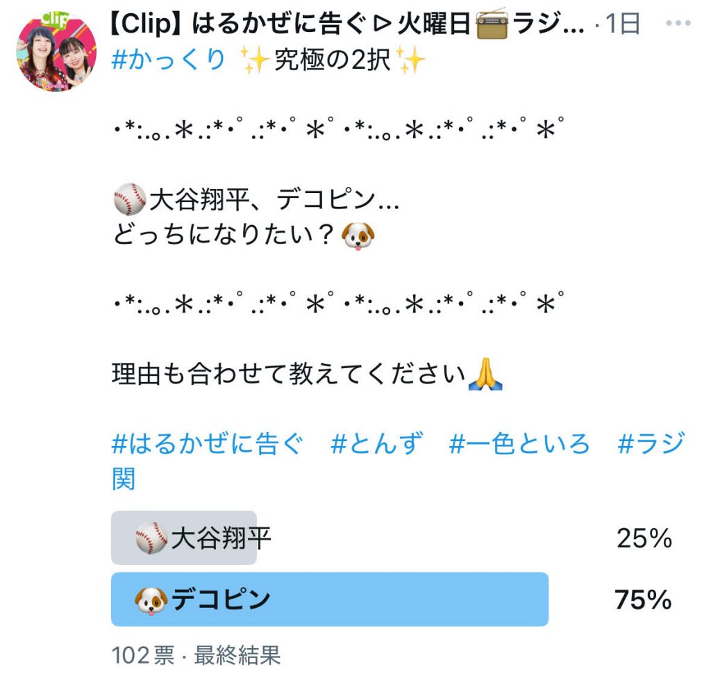 アンケート結果（番組公式Xより）