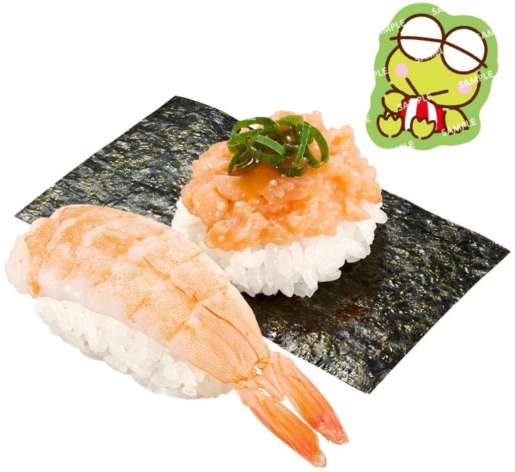 えび・サーモンたたき包み はぴだんぶいコラボ限定ピック付き(220円~) (C)2025 SANRIO CO., LTD. APPROVAL NO. L660170