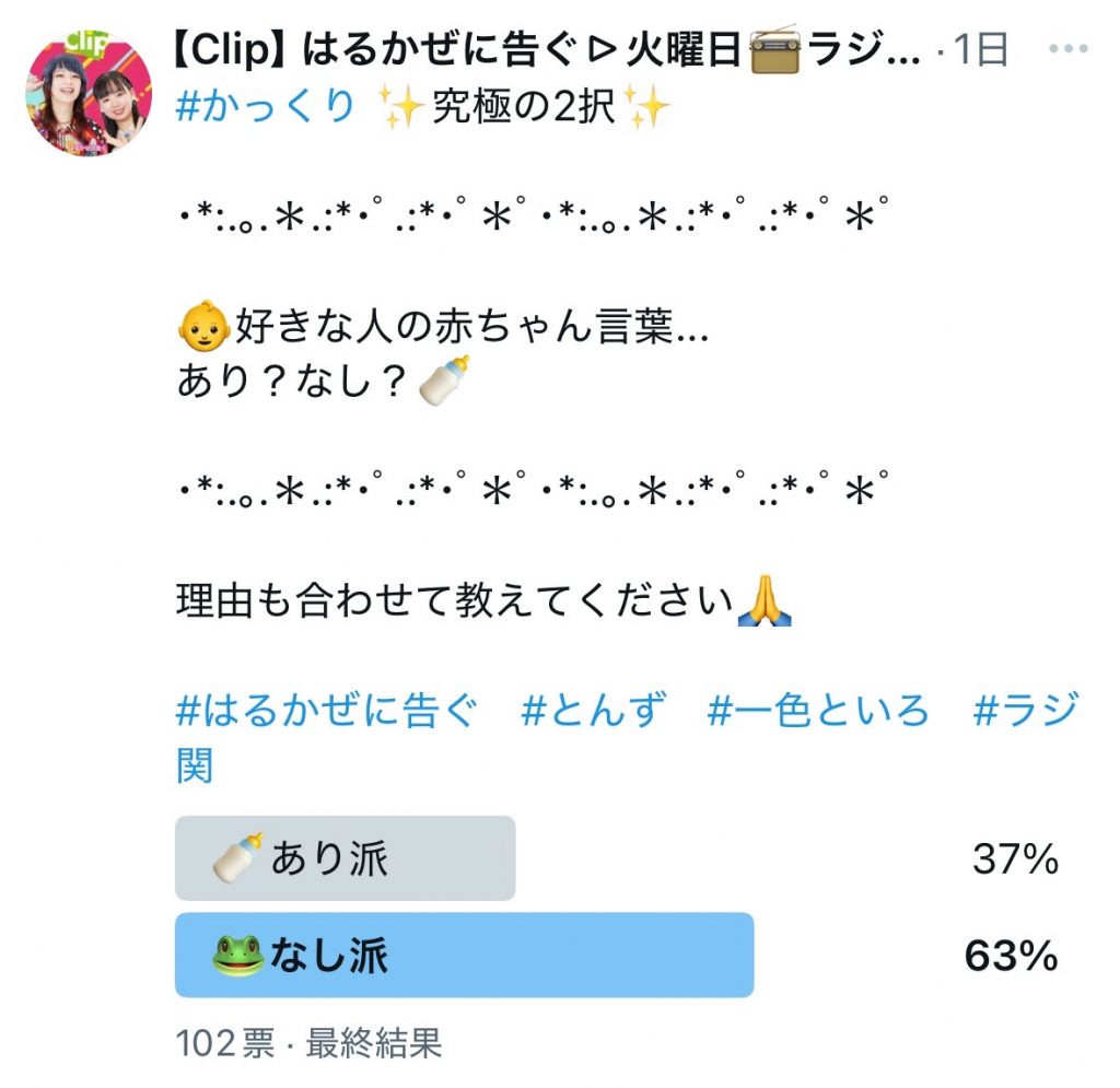 アンケート結果（番組公式Xより）