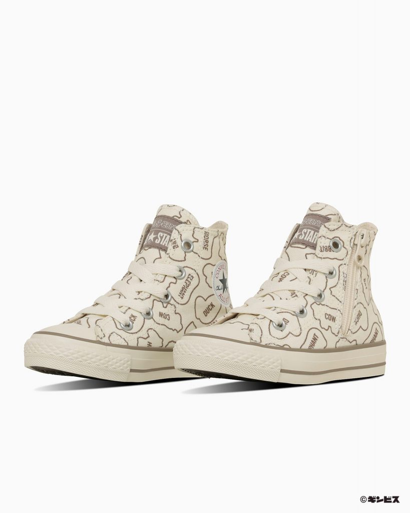 「CHILD ALL STAR BS Z HI / TABEKKO DOUBUTSU」（カラー：オフホワイト　サイズ展開：15.0～22.0cm　ハーフサイズなし　7480円）