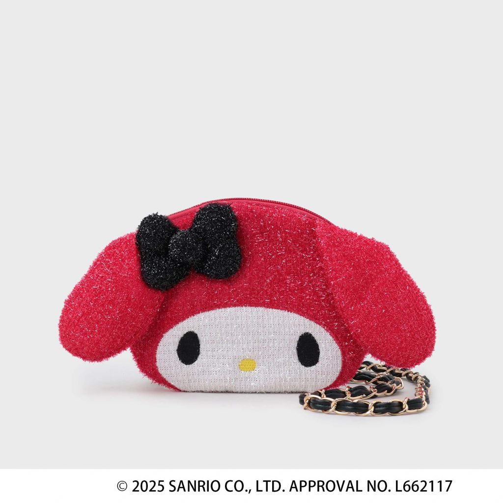 マイメロディ「たれ耳フェイス型2WAYキラキラミニショルダー」（5479円）　(C)2025 SANRIO CO., LTD. APPROVAL NO. L662117