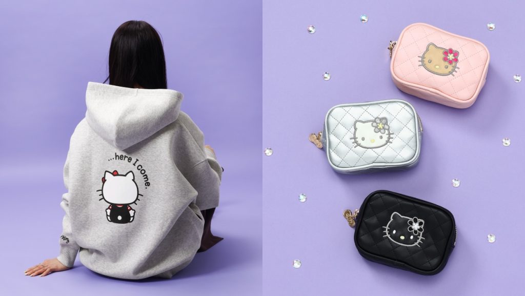 【GLOBAL WORK】 WOMENS　HELLO KITTY「ZIPフーディ」（全2種　5991円）、「キルトポーチ」（全3種　2490円）