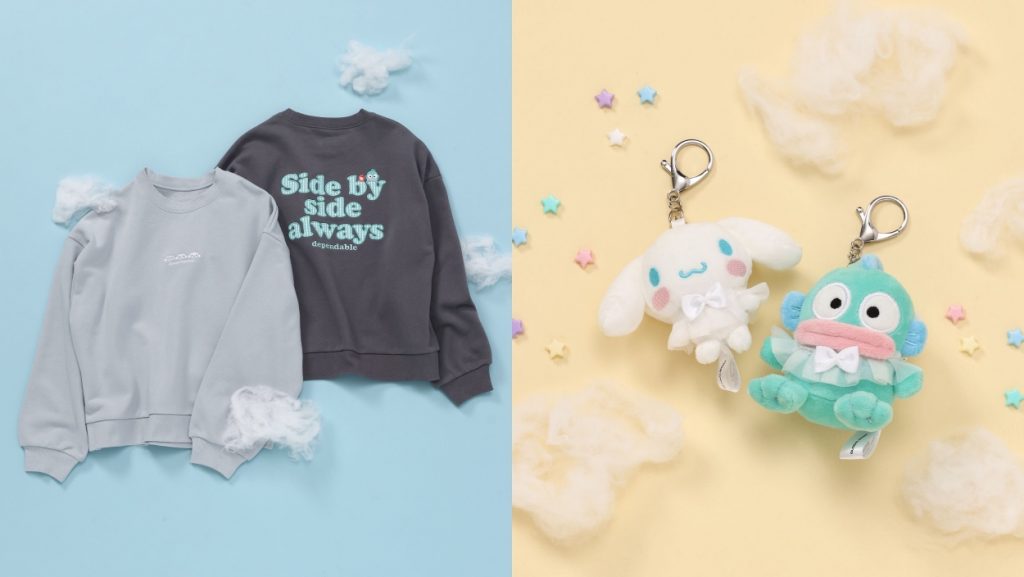 【GLOBAL WORK】KIDS　シナモロール/ハンギョドン「アップリケスウェット」（全4種　3490円）、「天使ぬいぐるみチャーム」（全2種　2290円）