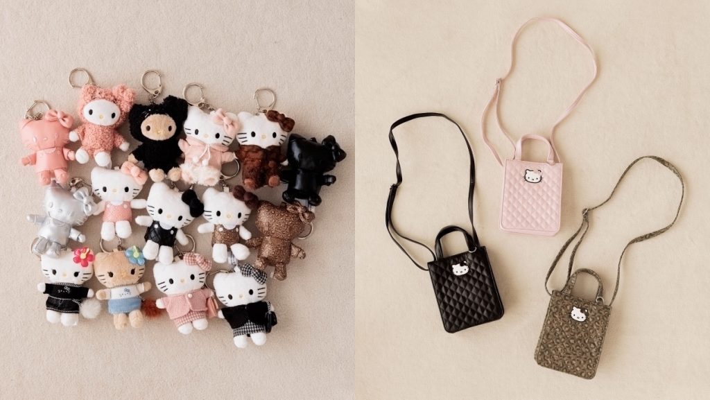 【LOWRYS FARM】HELLO KITTY「トイキーホルダー6」（全15種　2490円）、「キルティングminiBAG」（全3種　3490円）