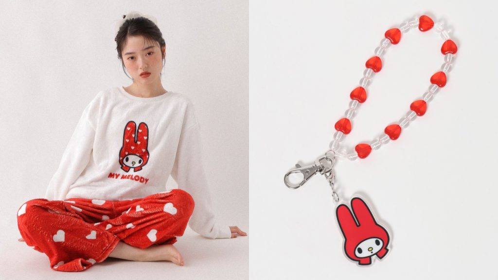 【Heather】マイメロディ「モコモコルームウェア」（全2種　1万1000円）、「スマホチャーム」（3300円）