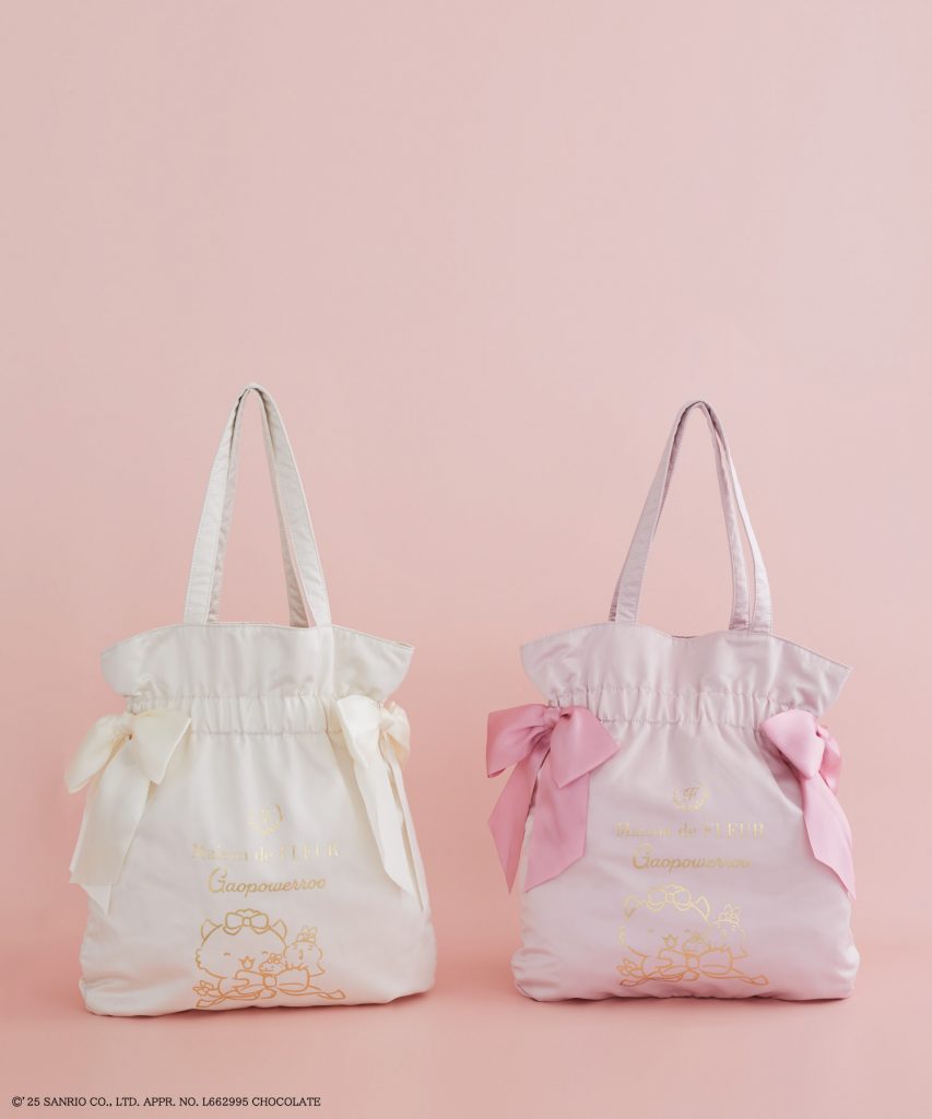 がおぱわるぅ ダブルリボントートバッグ（カラー：Ivory/Pink　6900円）