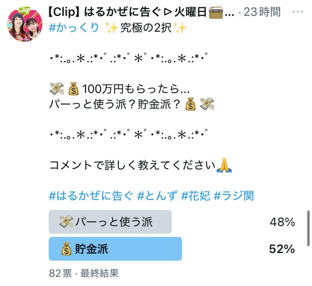アンケート結果（番組公式Xより）