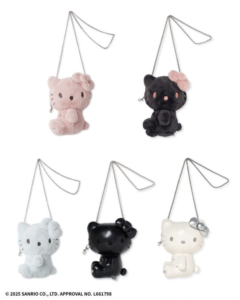 「HELLO KITTYぬいぐるみショルダー」（カラー：PNK,CGRY,SAX,BLK,オンライン・ルミネ新宿2店・ルミネ横浜店限定カラーWHT　1万8700円）