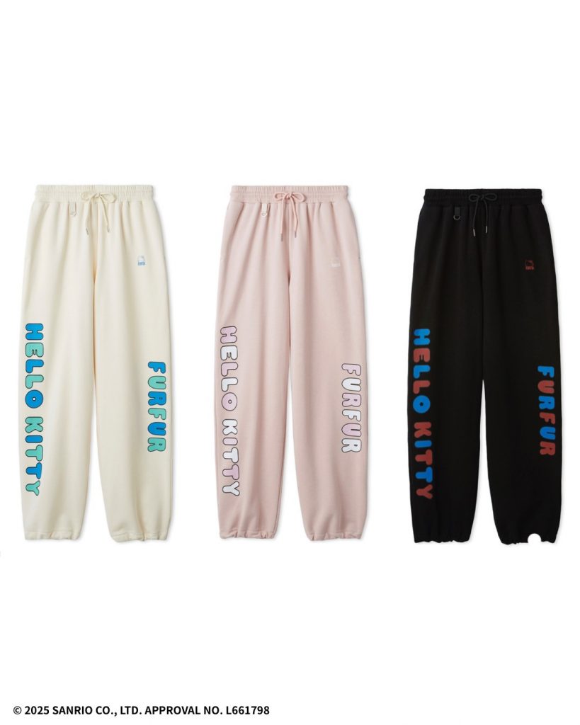 「HELLO KITTYスウェットパンツ」（カラー：IVR,PNK,BLK　1万4300円）