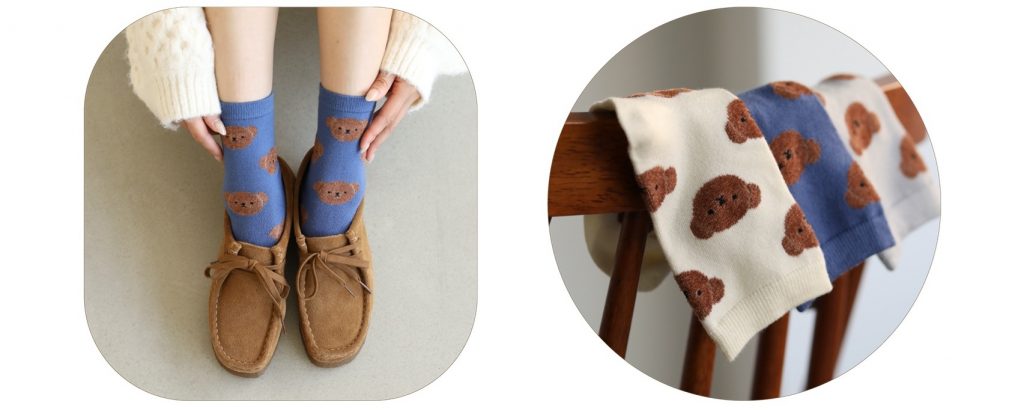 ボリスモール総柄ソックス（カラー：キナリ、ターコイズブルー、シルバーグレー　1760円）　Illustration Dick Bruna (C)copyright Mercis bv,1953-2016 www.miffy.com