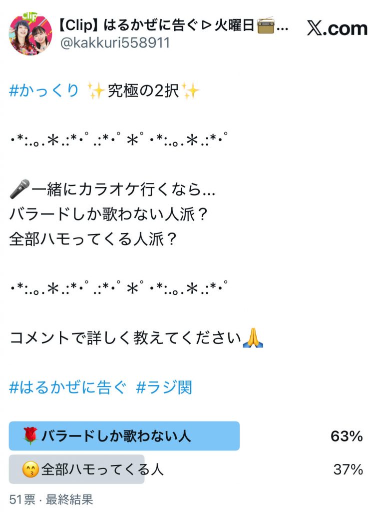 アンケート結果（番組公式Xより）