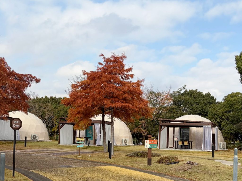 ドームテントが並ぶ一角
