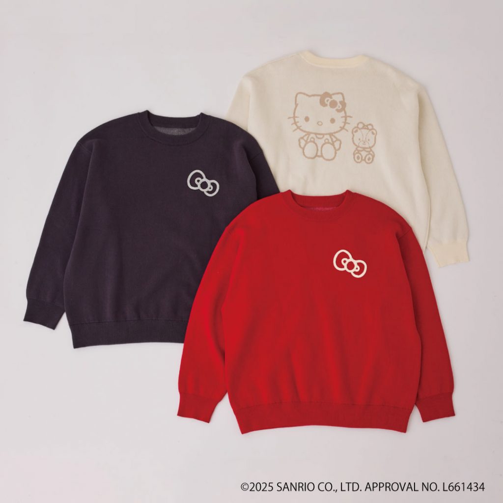 「ジャガードニット」(カラー:グレー/キナリ/レッド系 5995円) (C)2025 SANRIO CO., LTD. APPROVAL NO. L661434