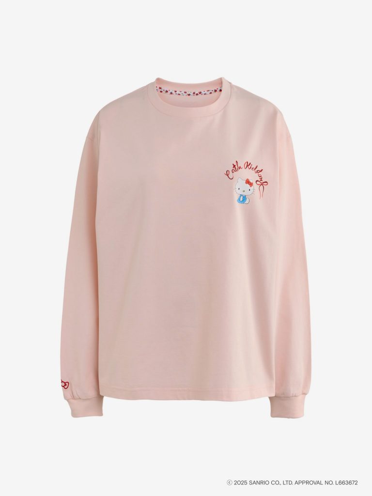 Cath Kidston × Hello Kitty ロングスリーブシャツ（ホワイト/ ピンク 各7700円）