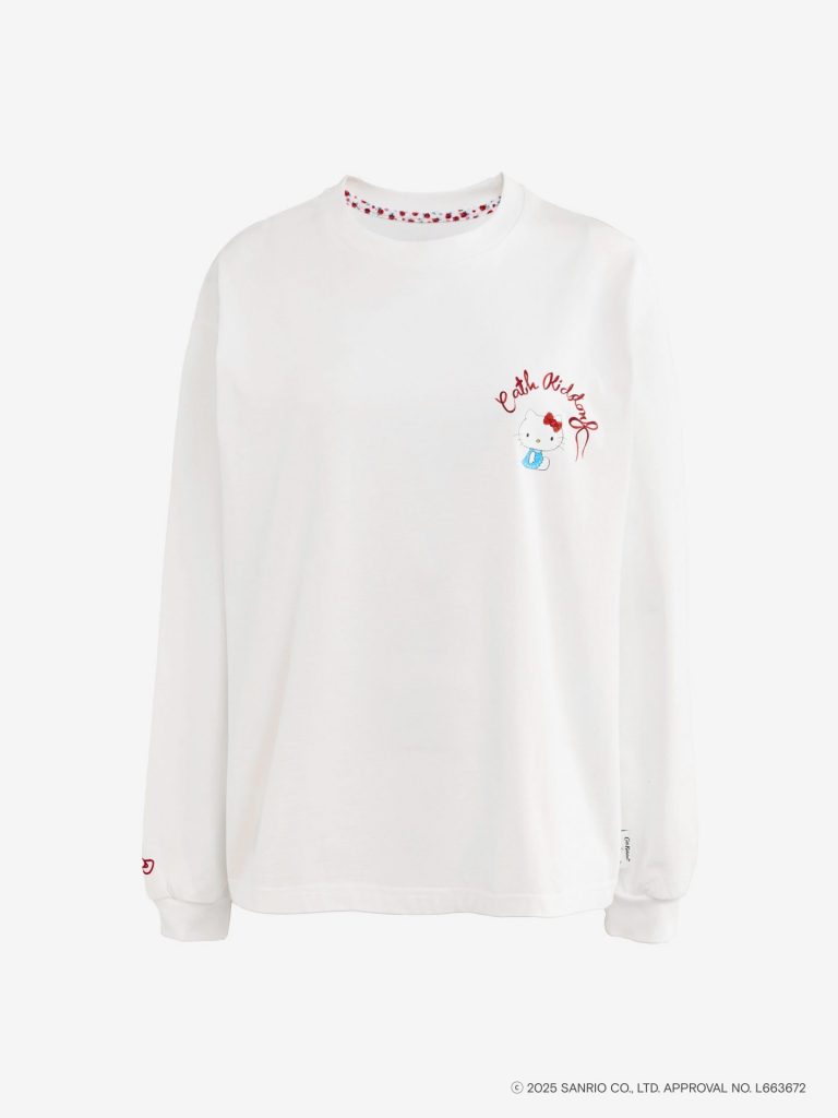 Cath Kidston × Hello Kitty ロングスリーブシャツ（ホワイト/ ピンク 各7700円）