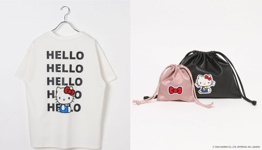 【Elura】ハローキティ「Tシャツ」、「巾着セット」