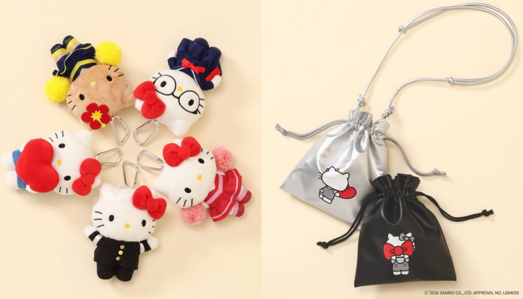 【GLOBAL WORK】 WOMENS HELLO KITTY「チアTOYチャーム」、「2WAY巾着ポーチ」