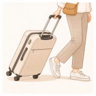 旅行に持っていくならキャリーケース？イメージ（※生成AIで作成）