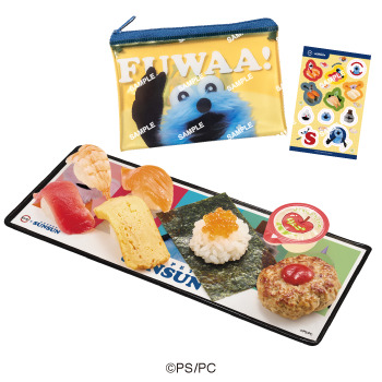 「パペットスンスンコラボ限定クリアポーチ＆シール付き ぷちローセット」（680円～）　(C)PUPPET SUNSUN/PS committee