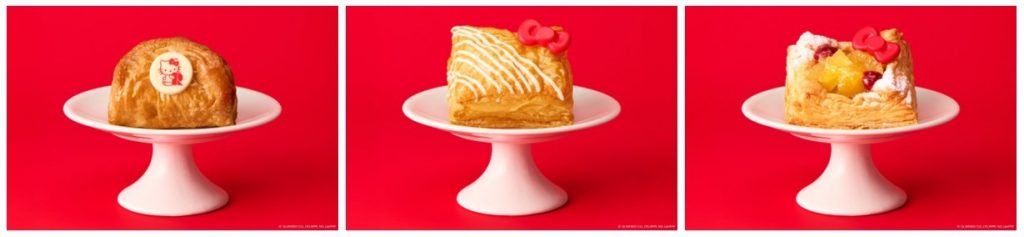 「RINGO×ハローキティ コラボレーションパイ3種」焼きたてカスタードアップルパイ、できたてミルフィーユ、焼きたてオープンパイ
